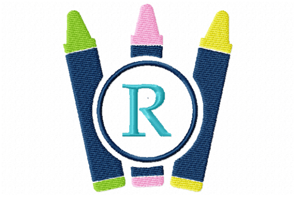 Crayons Frame Monogram Letter R