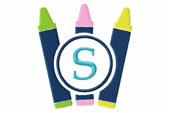 Crayons Frame Monogram Letter S